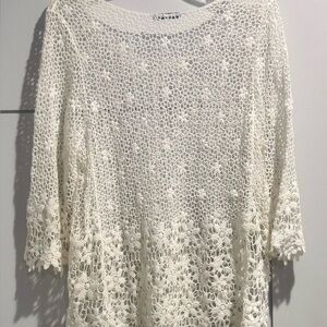 Tempo Paris Ivory Crochet Lace Top